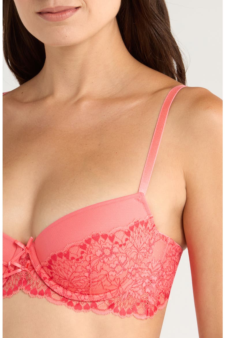 Cherry Mesh & Lace Underwire Bra, Alternate, color, SUGAR CORAL