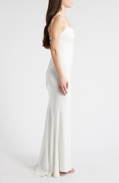 Jump Apparel Rhinestone Strappy Gown In White