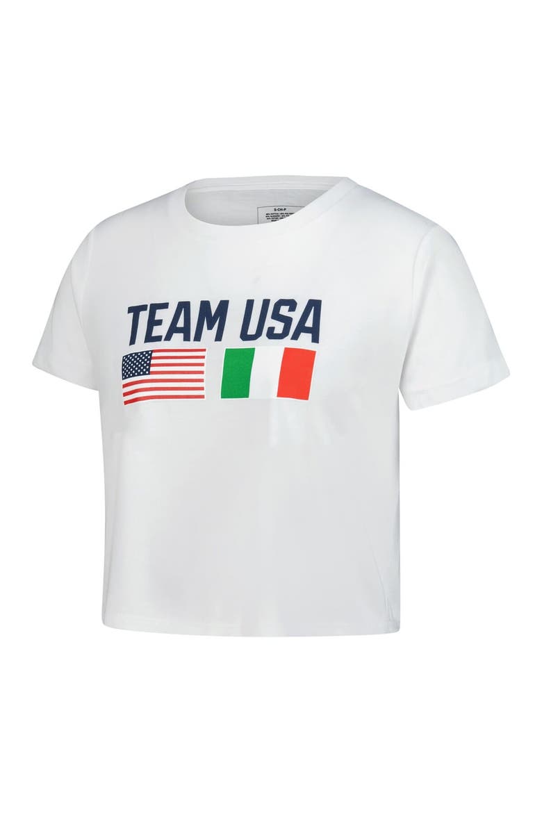 Women's White Team USA Country Flags Loose Cropped T-Shirt, Alternate, color, White