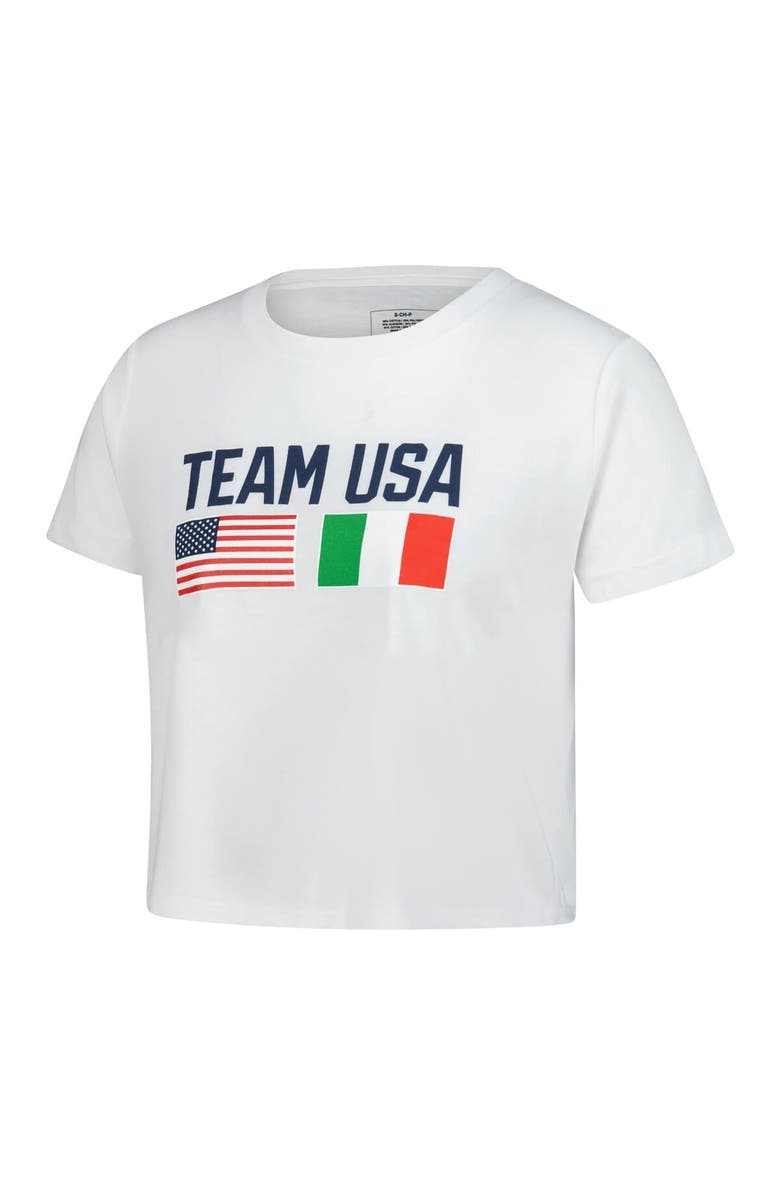 Outerstuff Women's White Team USA Country Flags Loose Cropped T-Shirt, Alternate, color, White