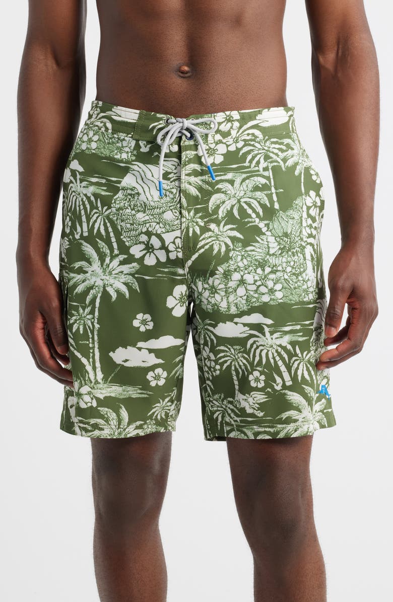Tommy Bahama Baja Palms Paradise Board Shorts, Main, color, Rockwell