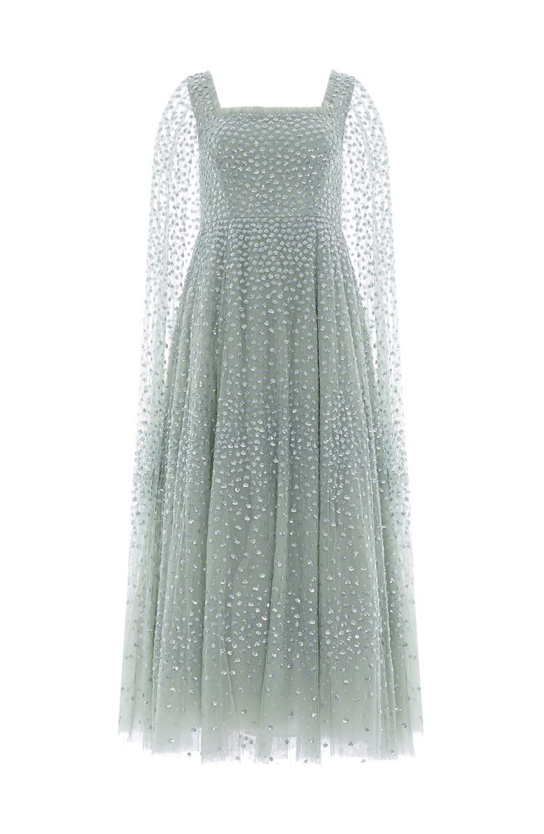 Needle & Thread Scatter Dot Cape Sleeve Ankle Gown, Alternate, color, Laurel