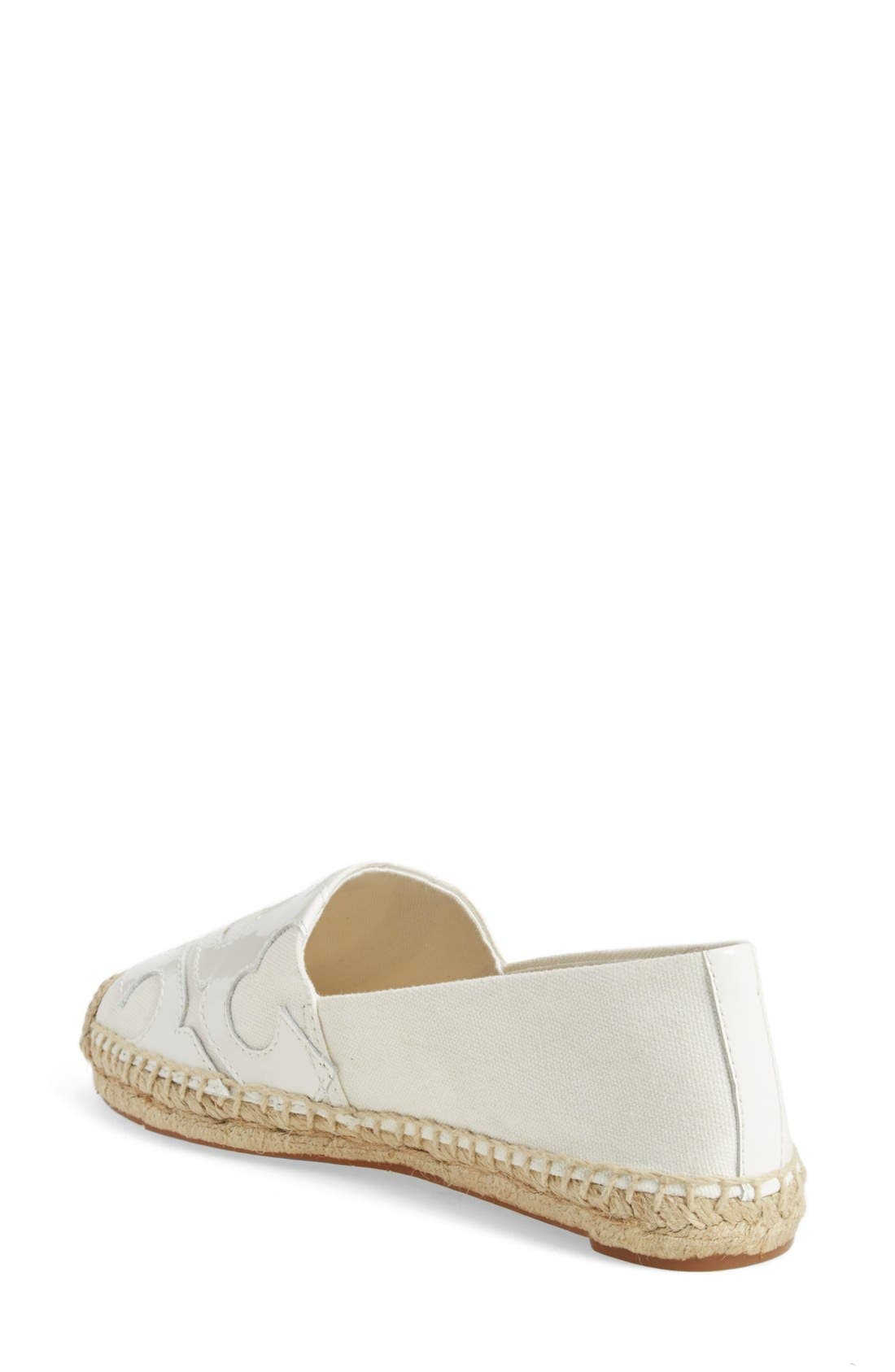 'Lonnie' Espadrille Flat, Alternate, color, IVORY CANVAS/ PATENT