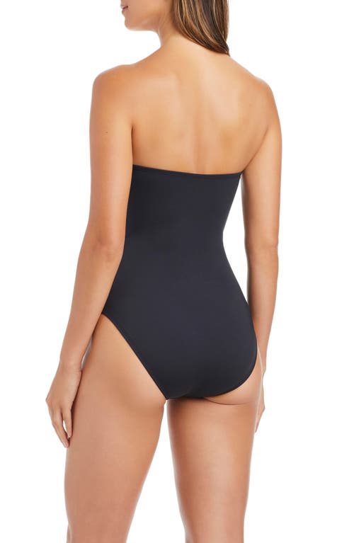 Bleu Rod Beattie Rod Beattie Mesh Inset Bandeau One-piece Swimsuit In Blue