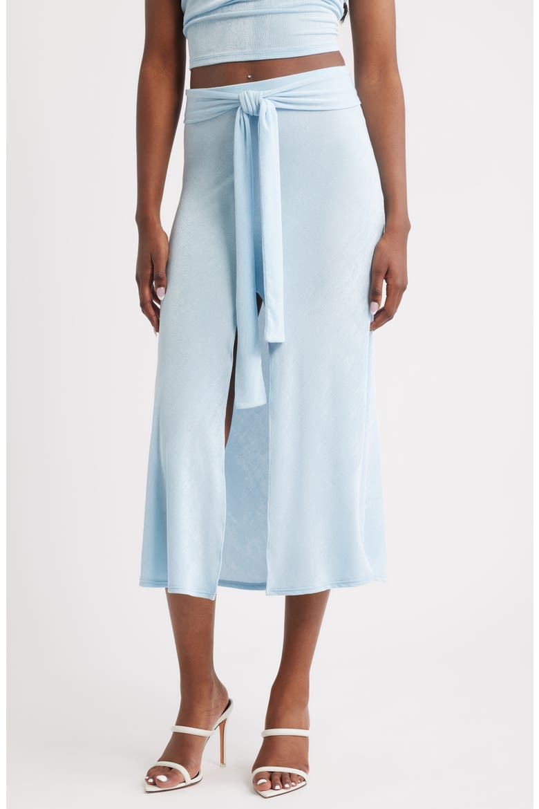 Skye Front Tie Maxi Skirt, Main, color, BLUE