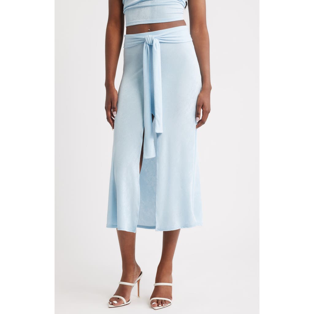 Bella Venice Skye Front Tie Maxi Skirt In Blue