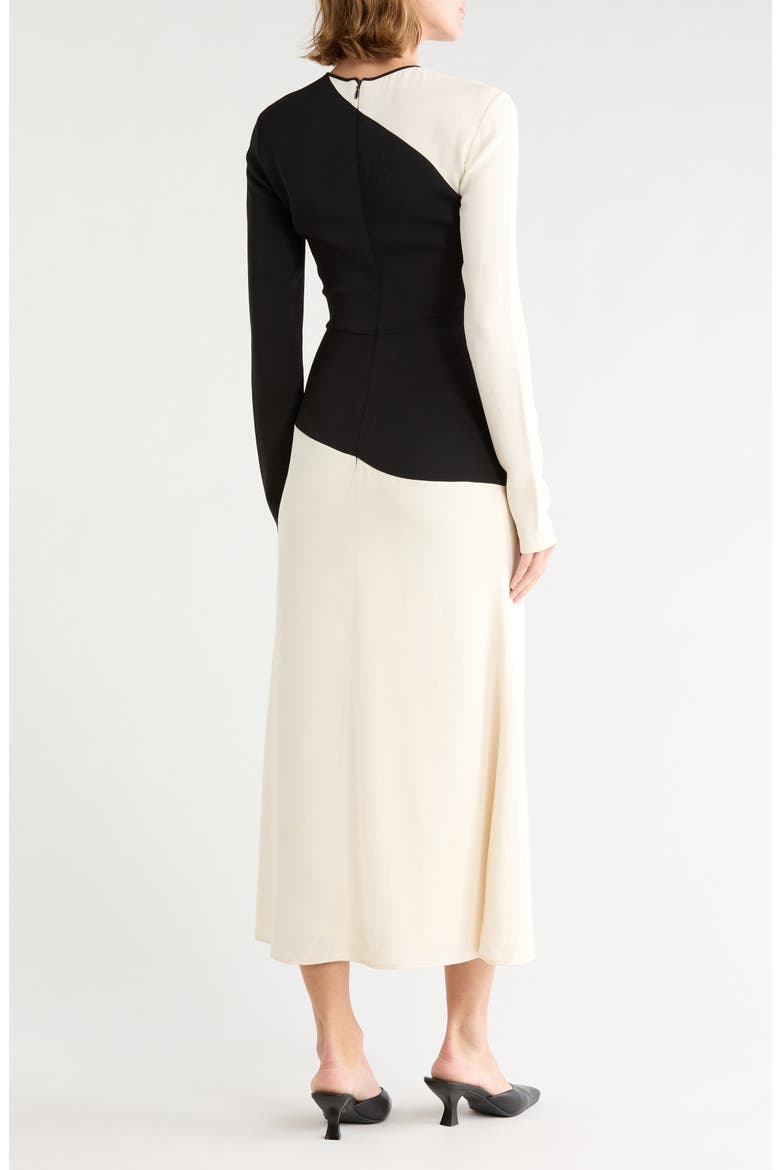 Long Sleeve Colorblock Dress, Alternate, color, IVORY/ BLACK