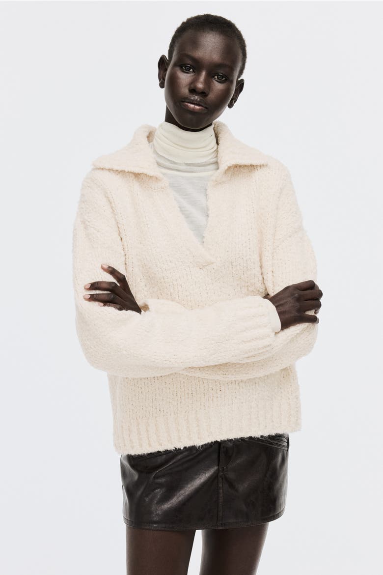 Oversized Collared Jumper, Alternate, color, Light beige