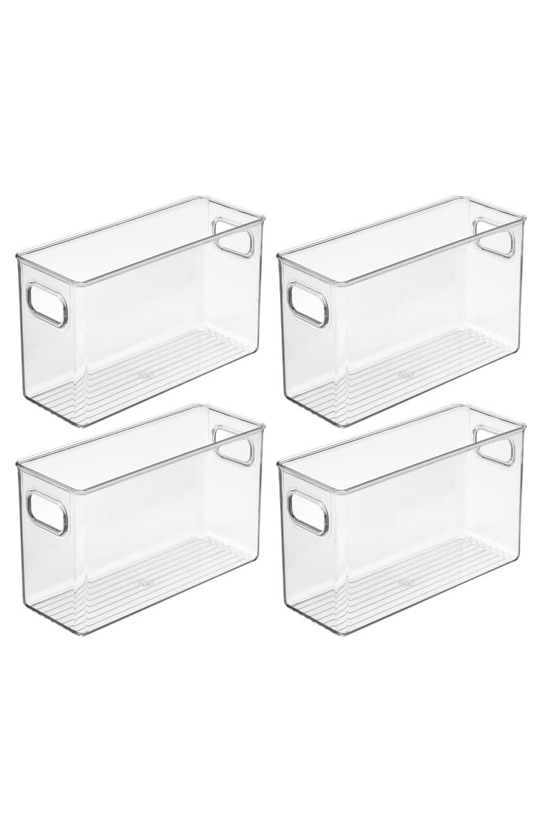 iDesign Set of 4 Pantry Storage Bins with Handles - Clear, Main, color, Clear