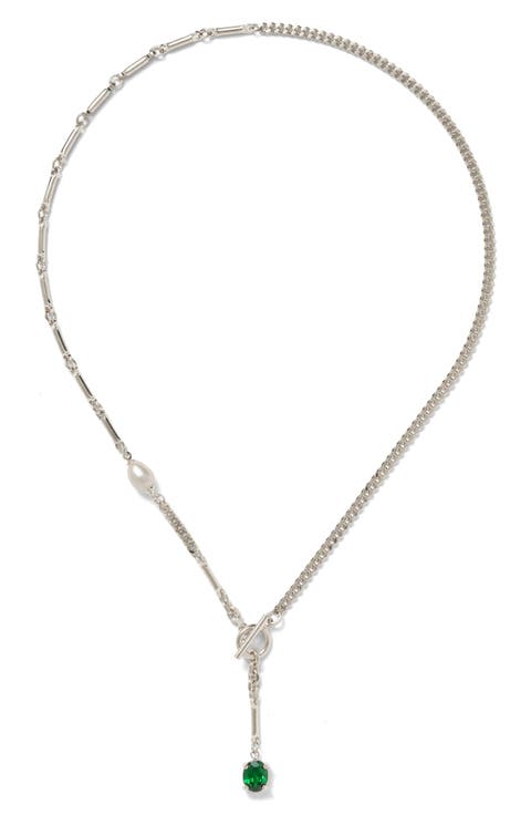Aria Freshwater Pearl & Cubic Zirconia Toggle Necklace