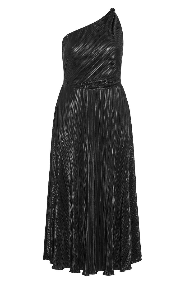 City Chic Kamila Metallic One-Shoulder Maxi Dress, Alternate, color, Black