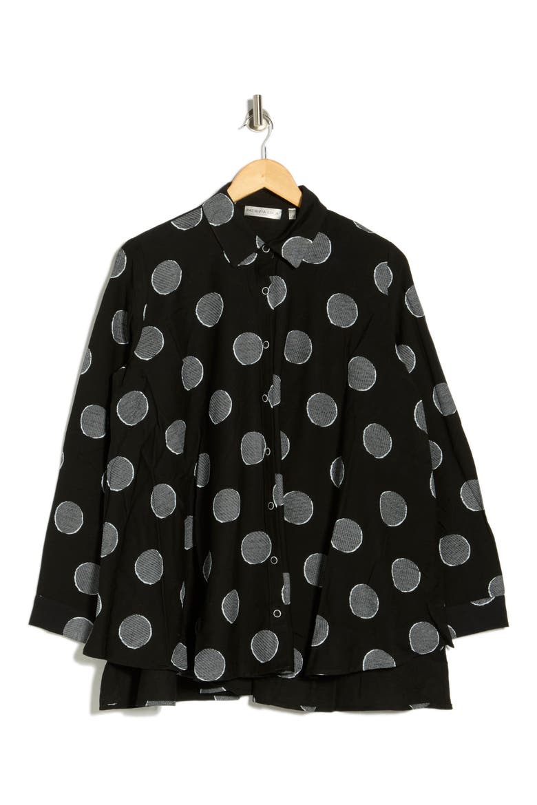 Dot Button Down Shirt, Alternate, color, BLACK