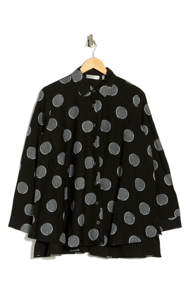PATRIZIA LUCA Dot Button Down Shirt, Main, color, Black