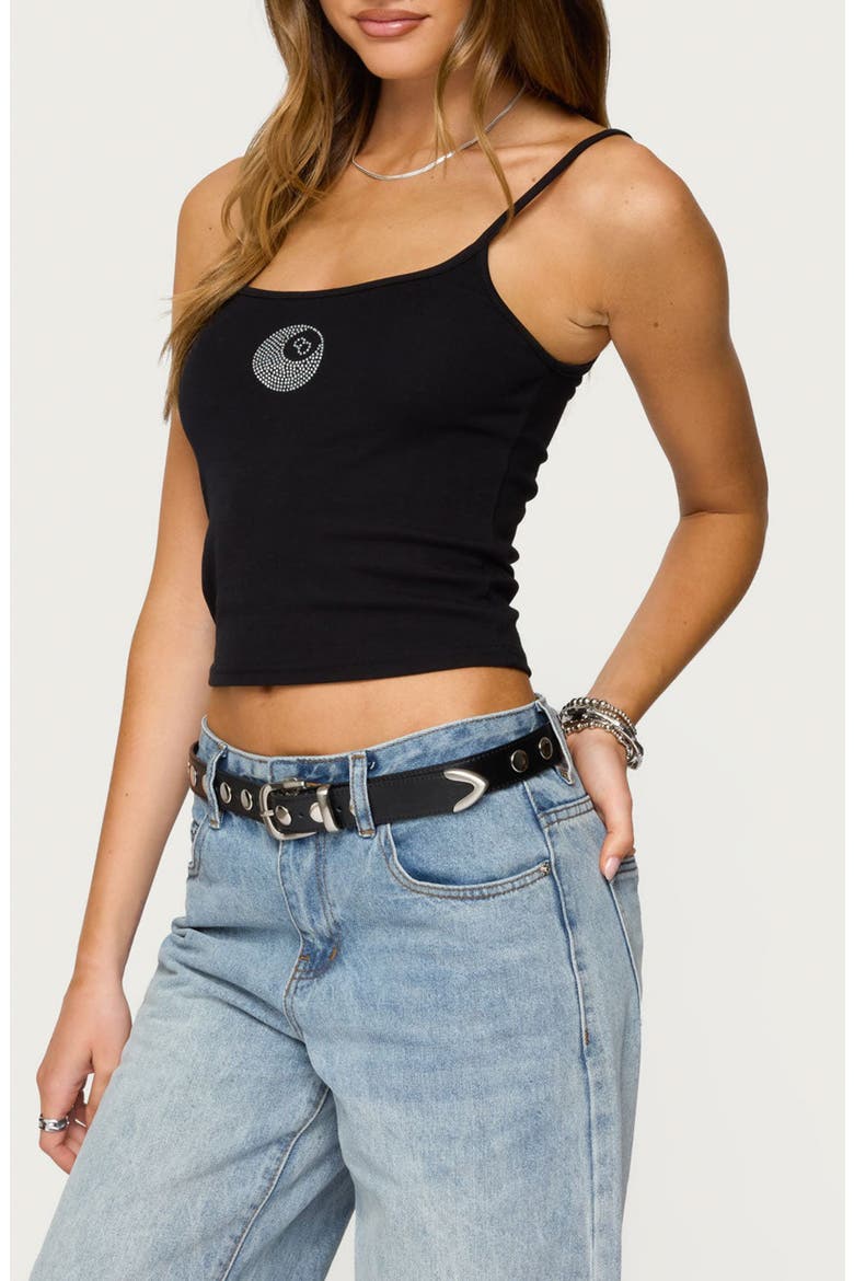 Rhinestone Magic 8 Camisole, Alternate, color, BLACK
