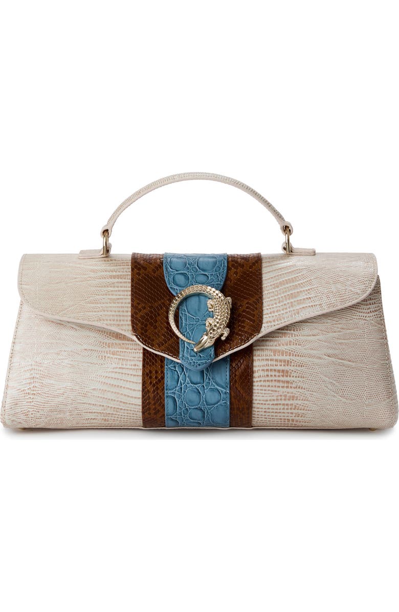 Brahmin Dayan Embossed Leather Shoulder Bag, Main, color, Blue