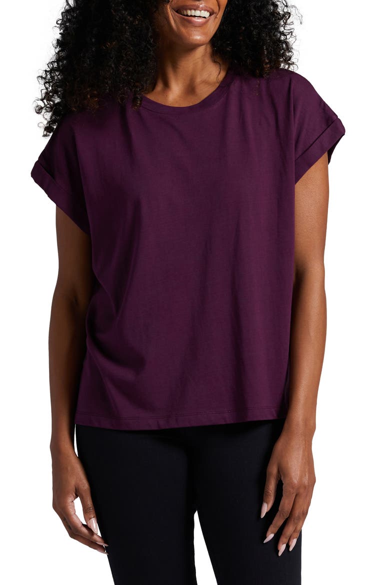 Luxe Cotton & Modal Blend Tee, Main, color, EGGPLANT