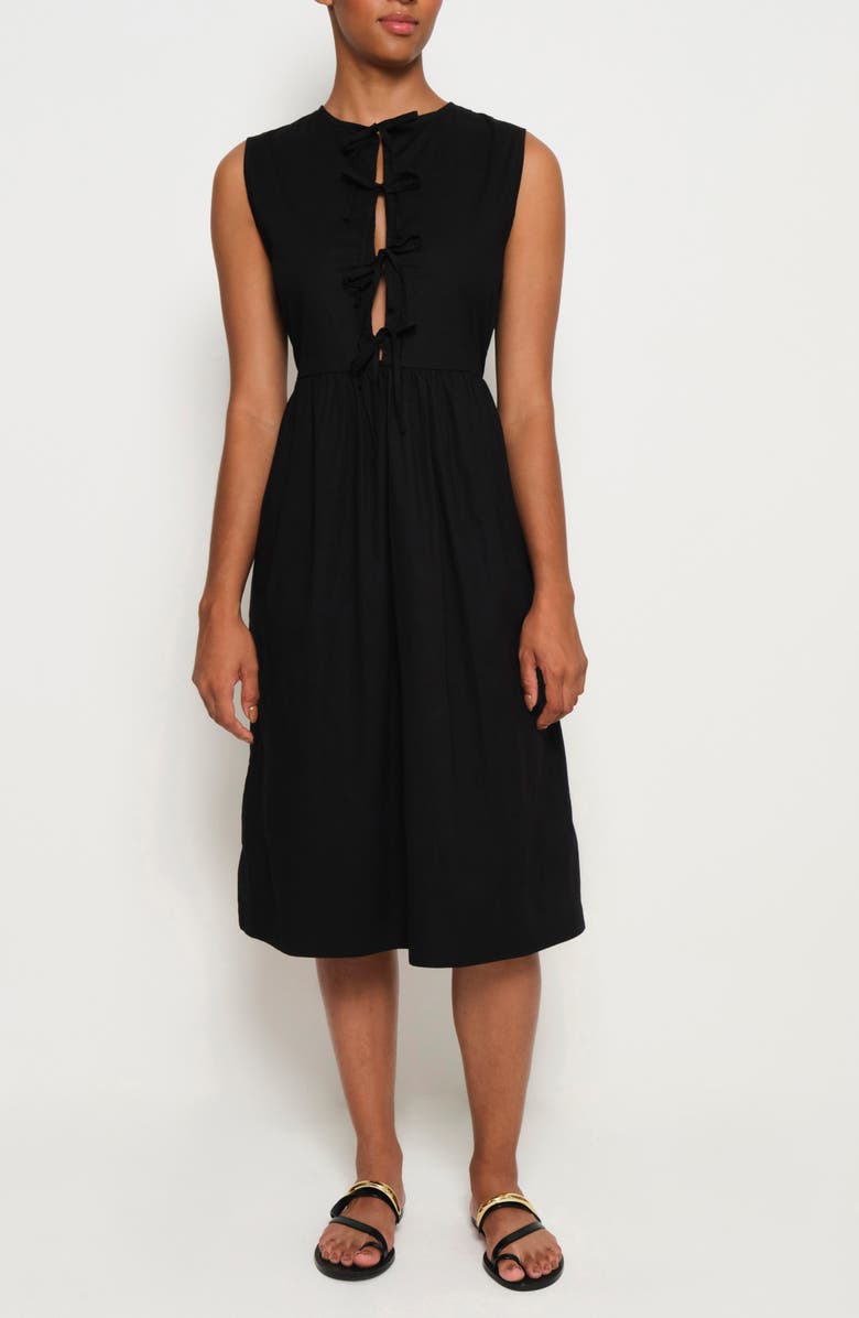 The Lulo Project Hortensia Tie Front Stretch Cotton Midi Dress, Main, color, 
