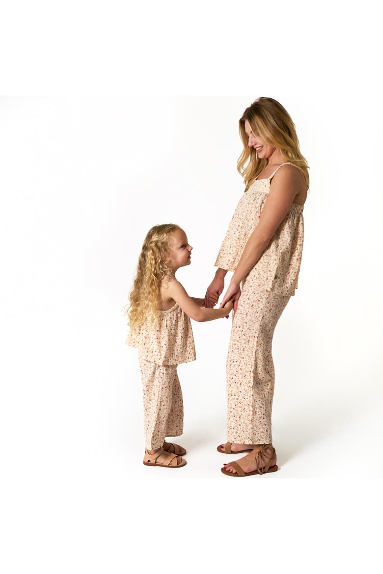 Top and Cropped Pants Set, Alternate, color, Beige Vine Floral