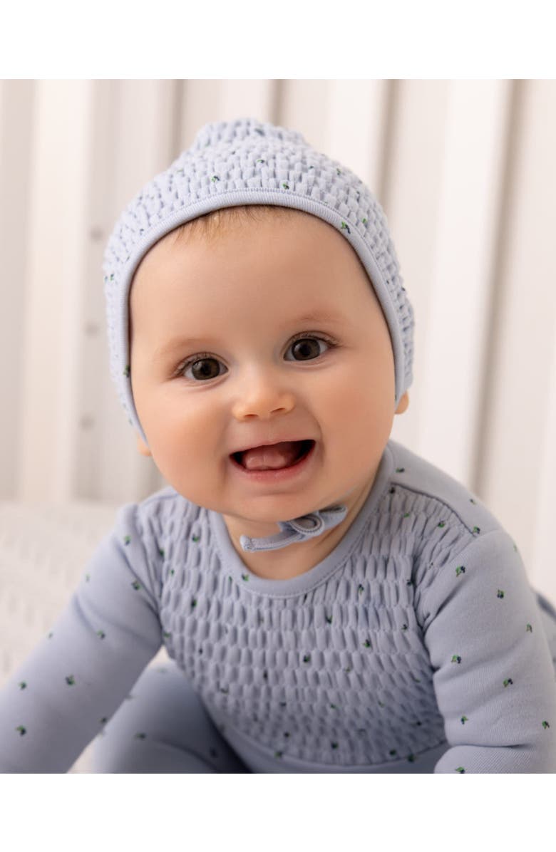 MiniMoi 2 Piece Baby Cotton Smocked Footie Set, Alternate, color, Blue