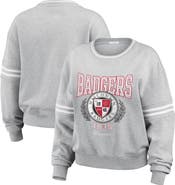 WEAR by Erin Andrews Women's WEAR by Erin Andrews Heather Gray Wisconsin Badgers Classic Stripe Pullover Sweater