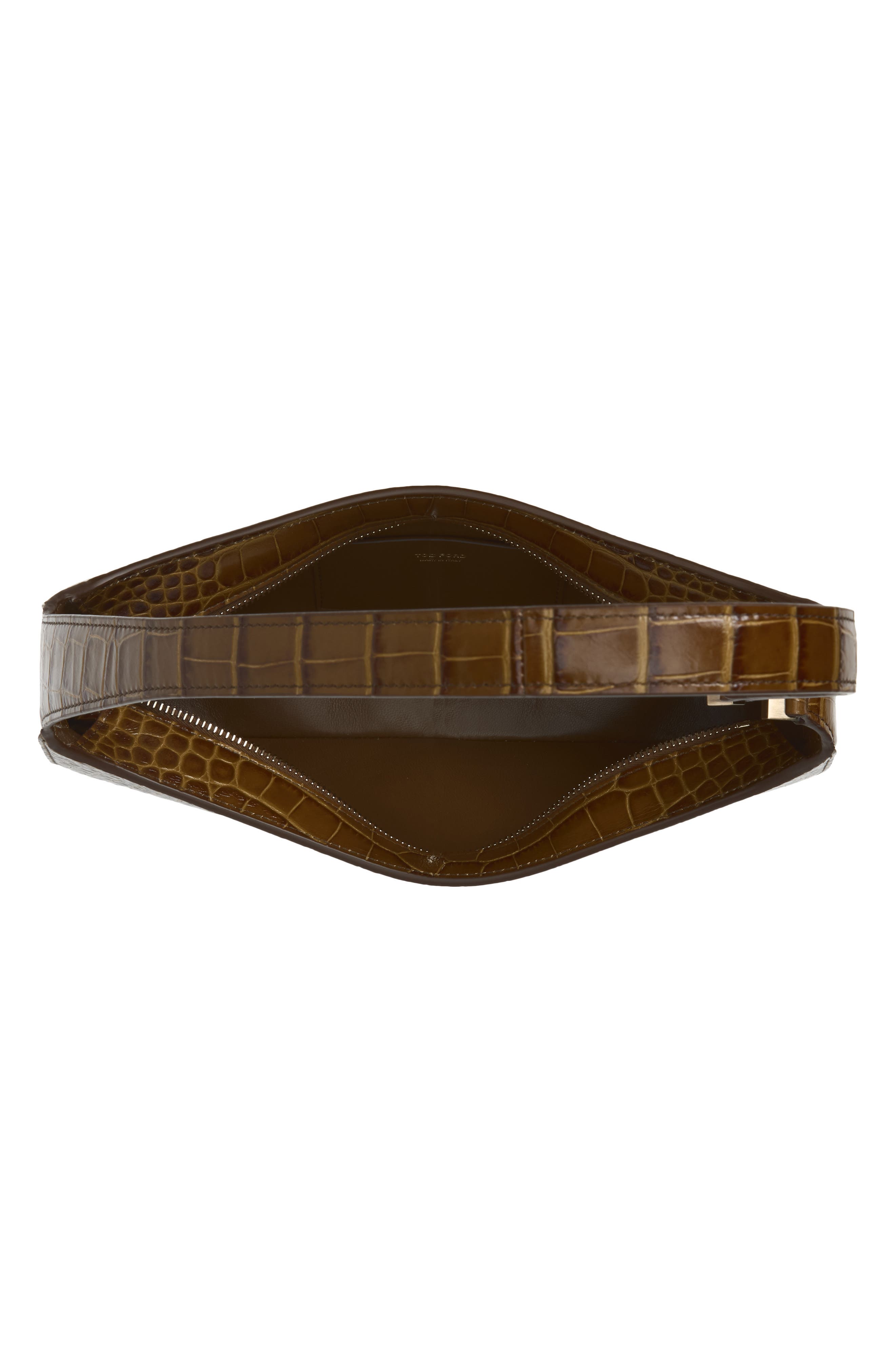 Small Arc Croc Embossed Leather Shoulder Bag, Alternate, color, CINNAMON