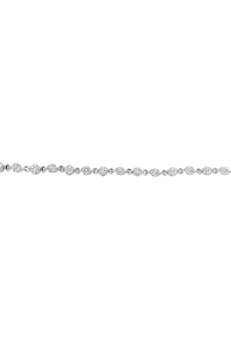 Silver 1.0 Cttw Diamond Swirl Beaded Link Bracelet, Alternate, color, White