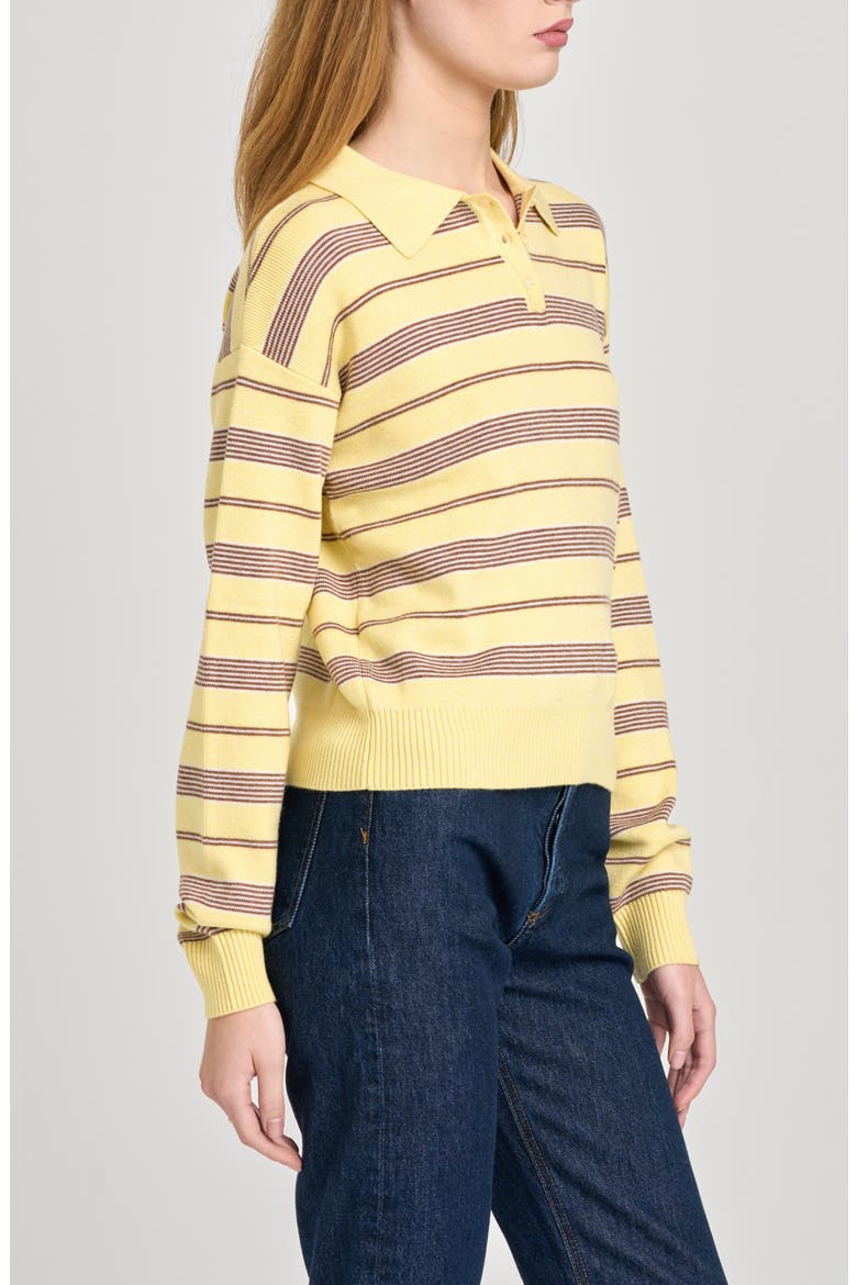 Carter Stripe Polo Sweater, Alternate, color, YELLOW STRIPE