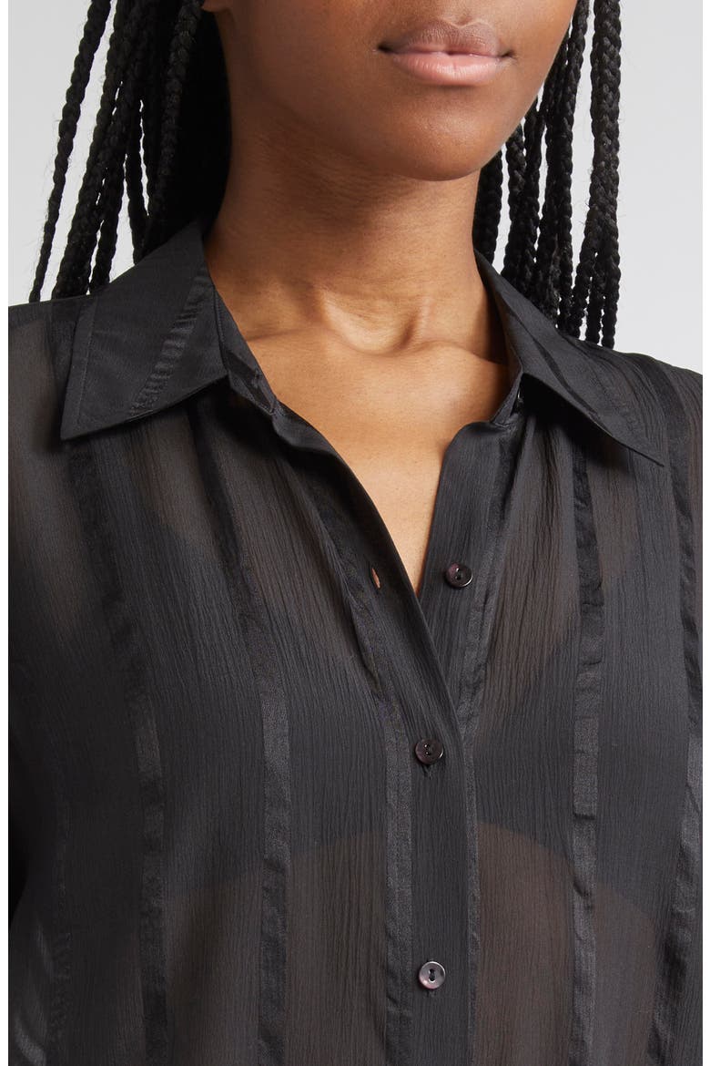 Argo Silk Button-Up Shirt, Alternate, color, BLACK PINSTRIPE