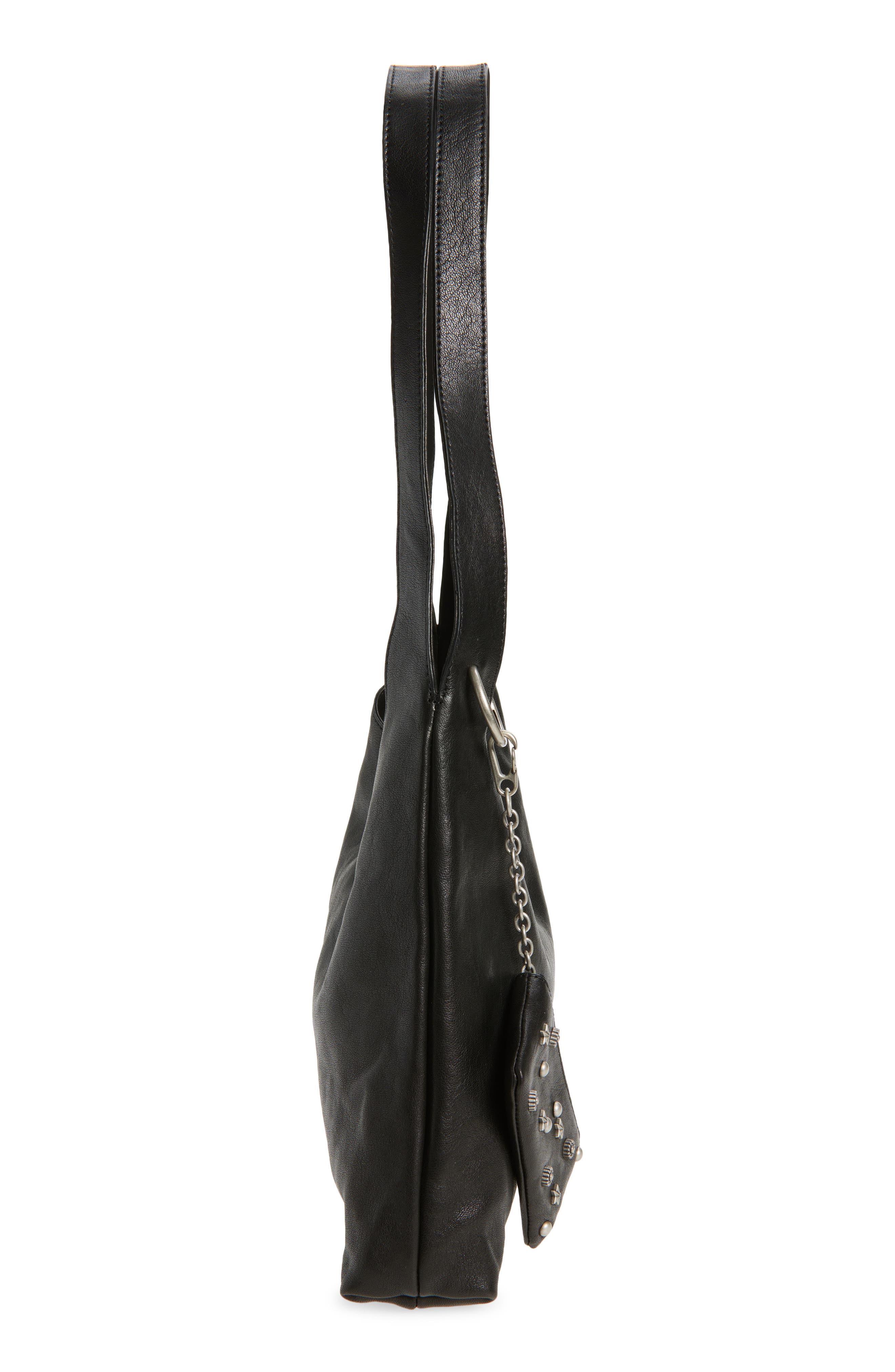 MARGESHERWOOD Halter Leather Hobo Bag, Alternate, color, Black Washed Nappa