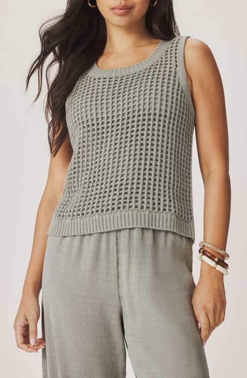 Camellia Open Knit Sleeveless Sweater
