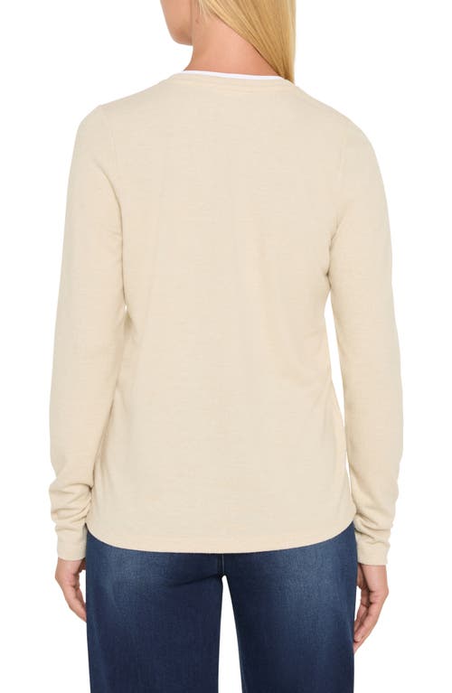 Nzt By Nic+zoe Cozy Double Layer Split Neck Top In Neutral