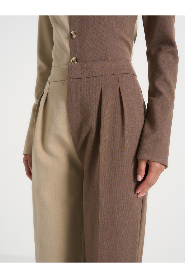 Julie Two Tone Tailored Pants, Alternate, color, Taupe/Brown