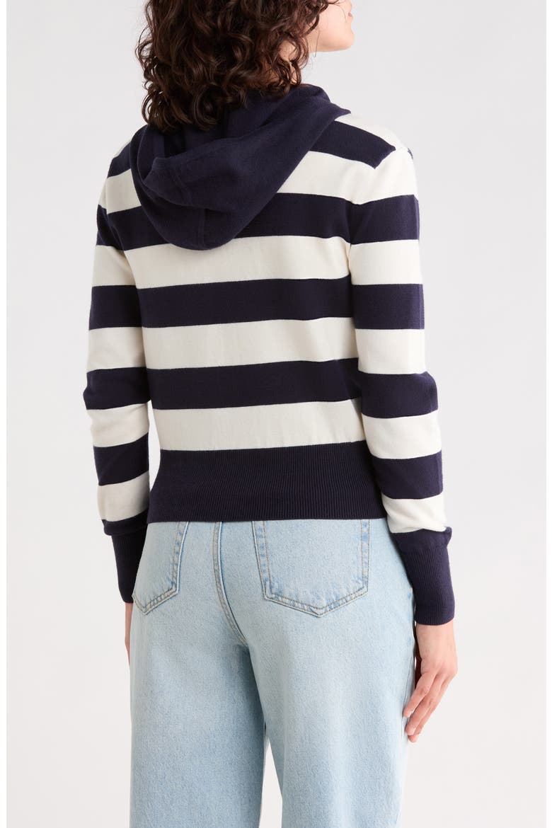 Rugby Stripe Zip-Up Hoodie, Alternate, color, NAVY/ CREME
