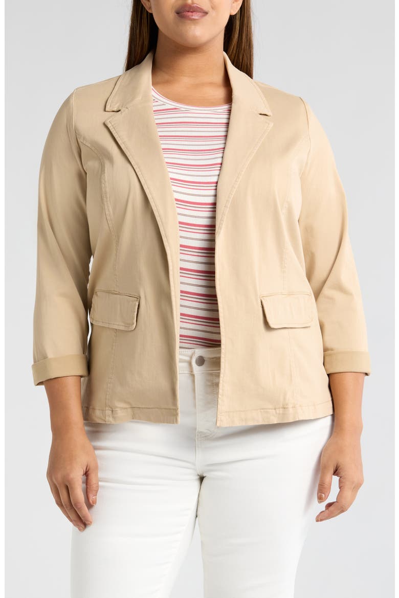 Fitted Open Front Twill Blazer, Main, color, CAPPUCCINO