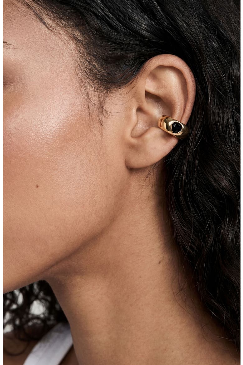 Hammered Ear Cuff, Alternate, color, BLACK