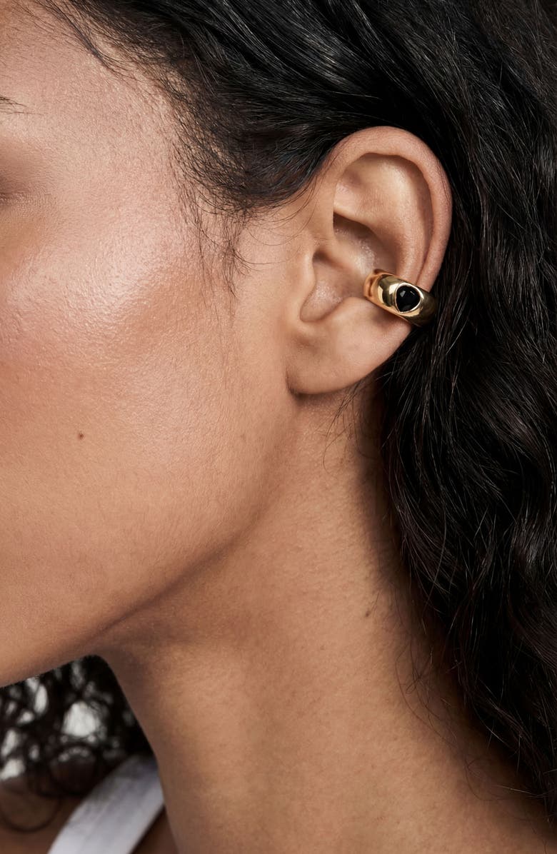 Ettika Hammered Ear Cuff, Alternate, color, Black
