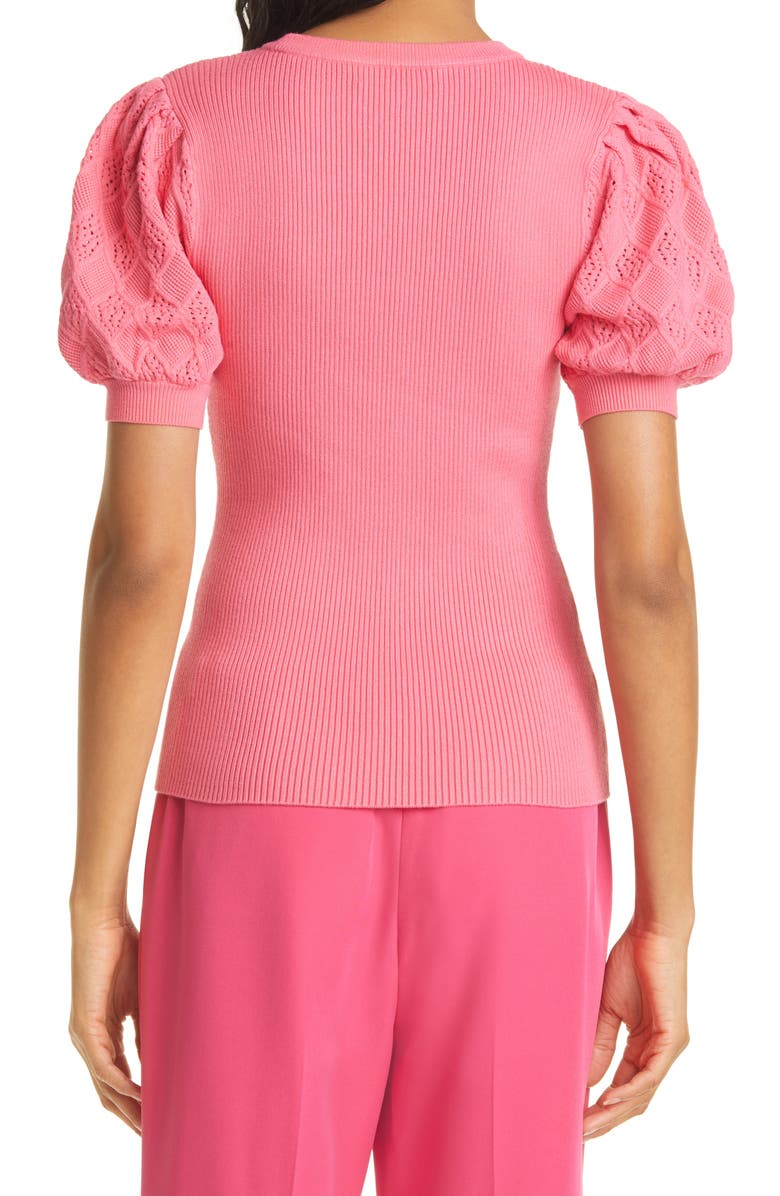 Milly Rib Pointelle Short Sleeve Sweater, Alternate, color,