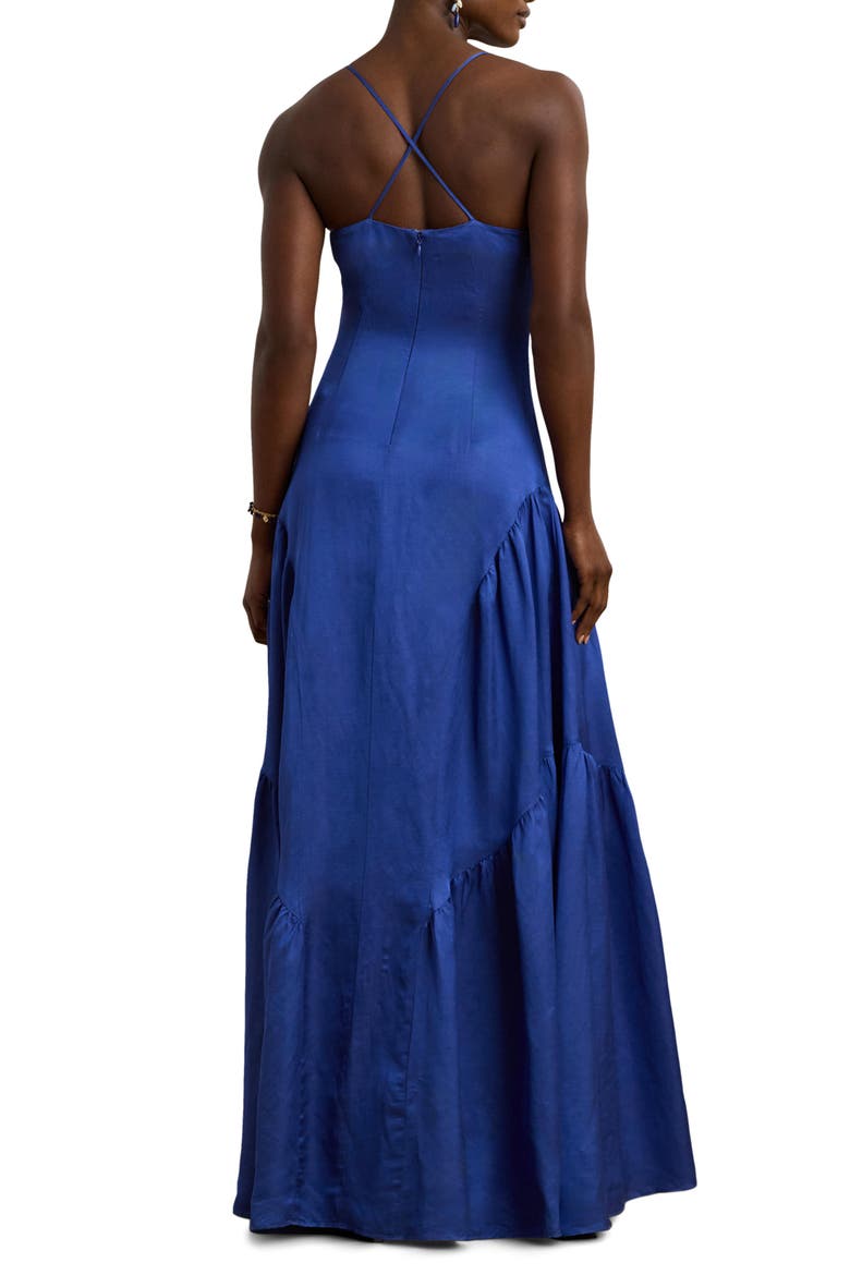 Shantung Tiered Gown, Alternate, color, BLUE LAPIS