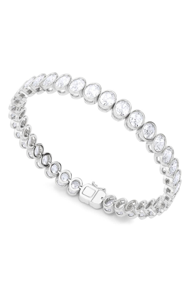 HauteCarat Oval Cut Lab Created Diamond Tennis Bracelet, Main, color, 18K White Gold
