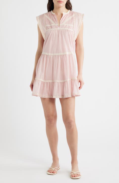 Onza Lace Trim Cotton Minidress