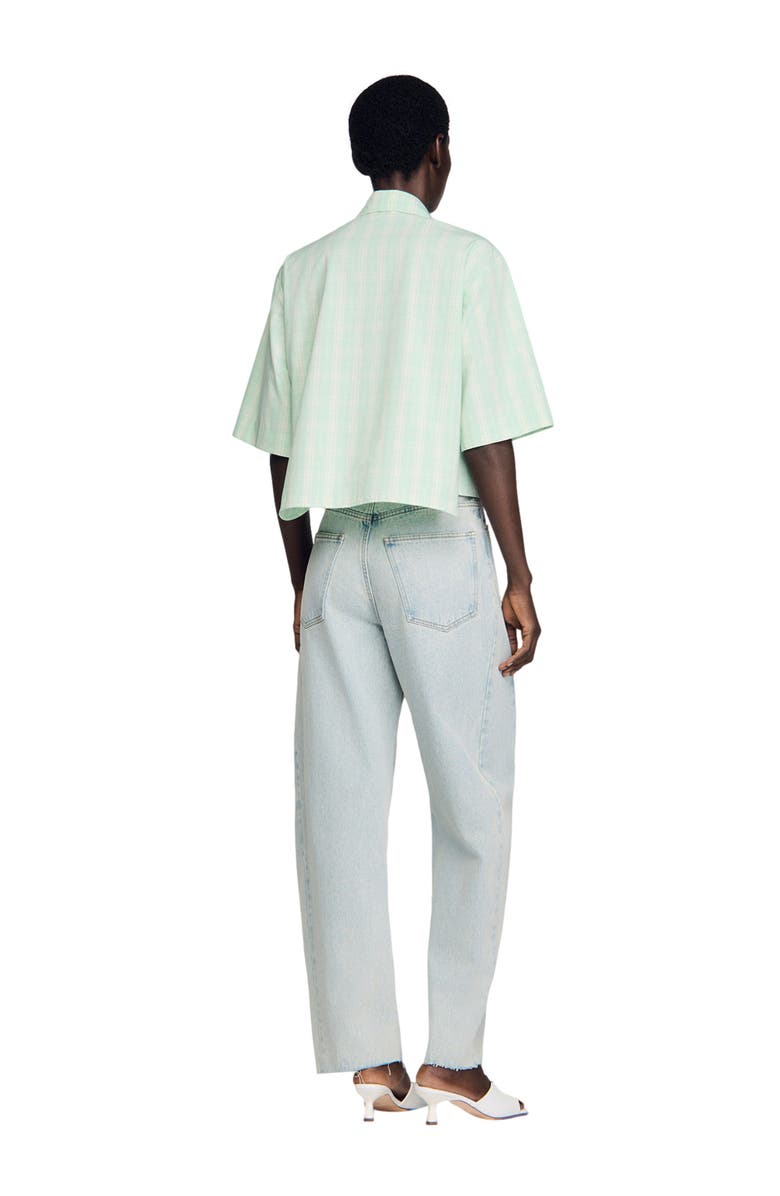 SANDRO Short checked shirt, Alternate, color, Green / Ecru