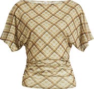 BDG Urban Outfitters Slash Neck Ruched Mesh Top