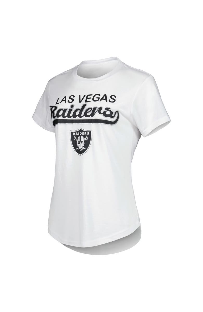 CONCEPTS SPORT Women's Concepts Sport White/Charcoal Las Vegas Raiders Sonata T-Shirt & Leggings Sleep Set, Alternate, color, White