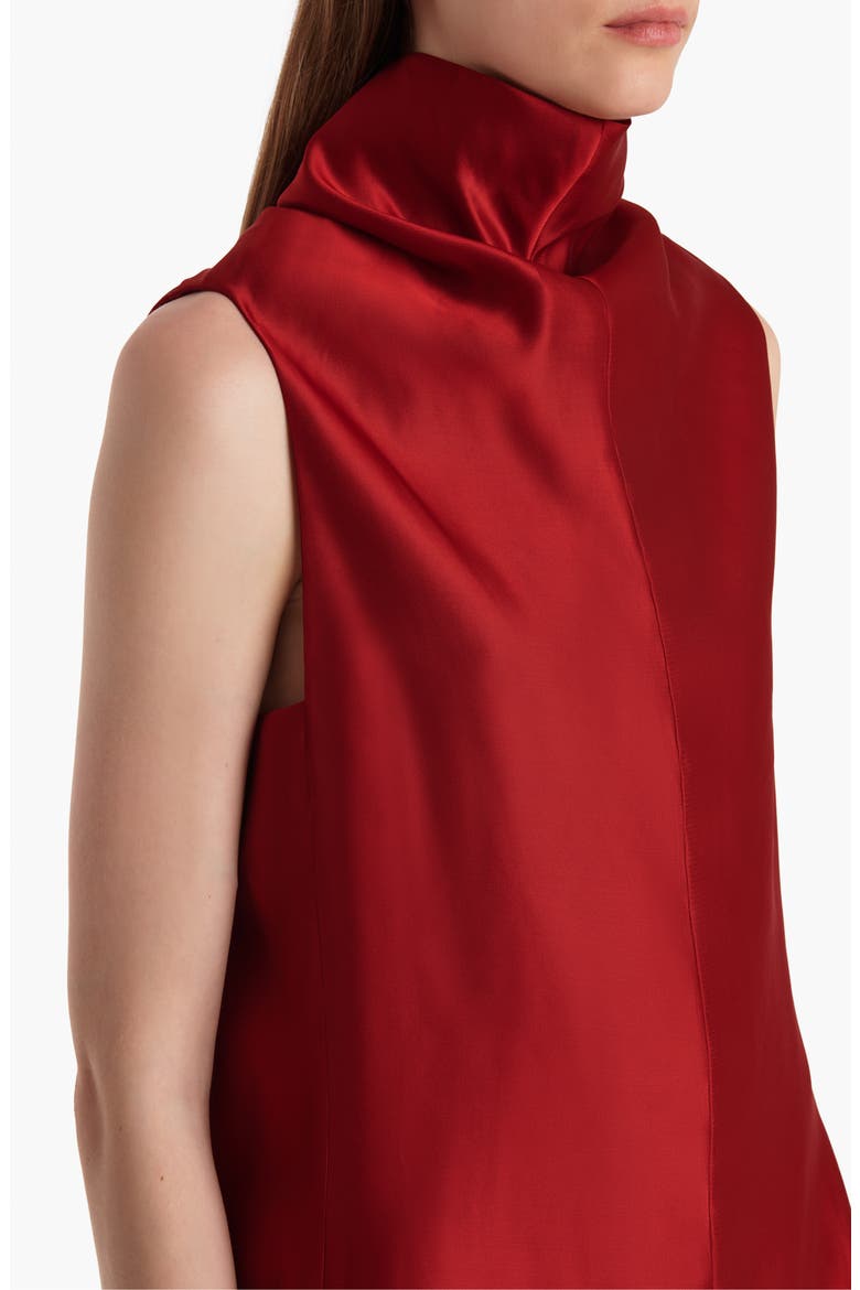 Daria Funnel Neck Satin Minidress, Alternate, color, CRIMSON