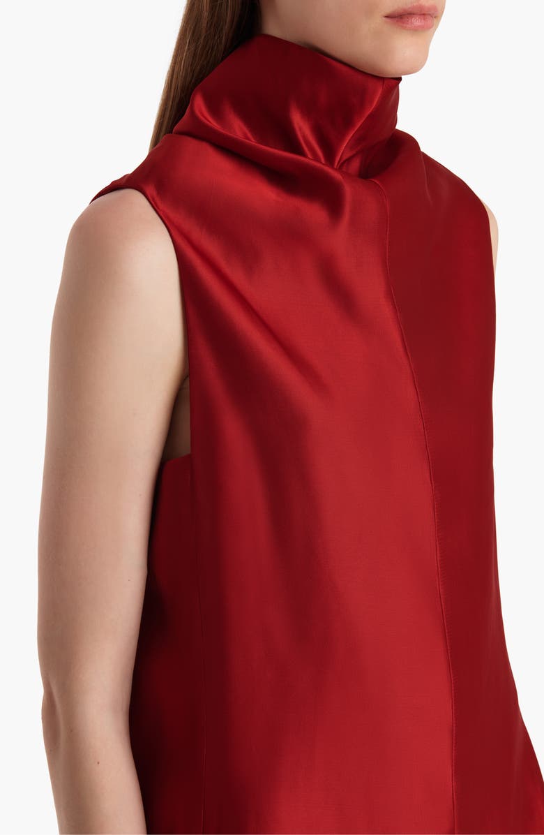 Khaite Daria Funnel Neck Satin Minidress, Alternate, color, Crimson
