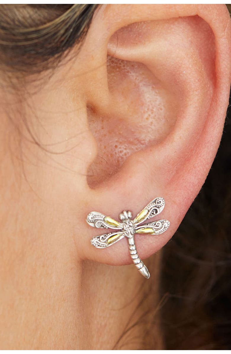 SAVVY CIE JEWELS 18K Gold & Sterling Silver Dragonfly Stud Earrings, Alternate, color, 