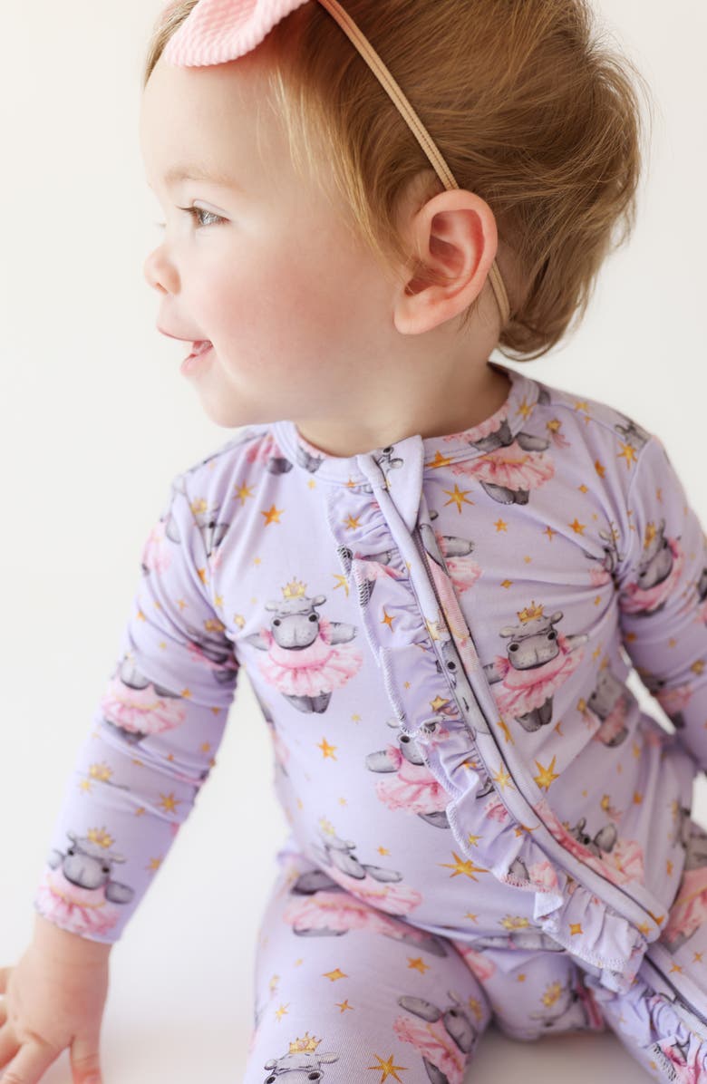 Posh Peanut Philomena Ruffle Zip Footie, Alternate, color, 