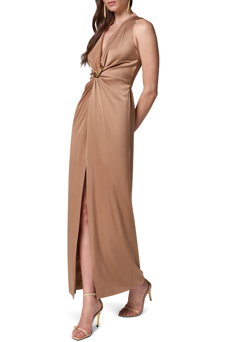 Twist Front Sleeveless Dress, Alternate, color, BEIGE