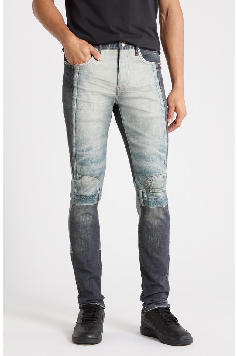 Upside Down Skinny Jeans, Main, color, DARK BLUE