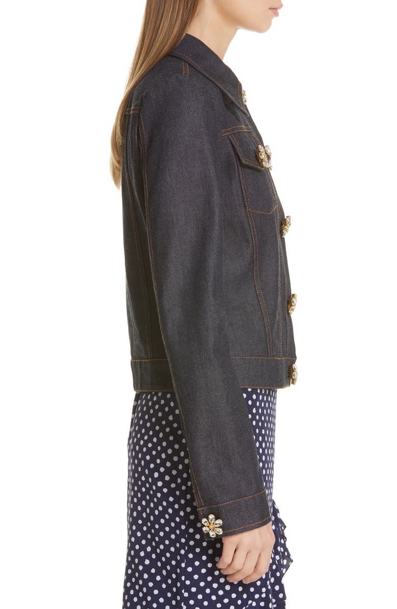 Michael Kors Jewel Button Denim Jacket, Alternate, color,
